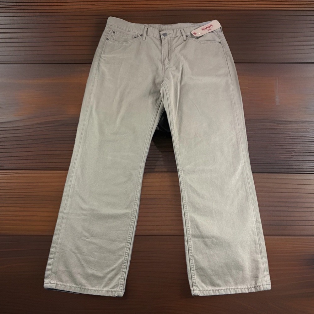 Levis 514 Jeans Mens 38x30 Beige Straight Leg Denim Pants Medium Wash Casual NEW